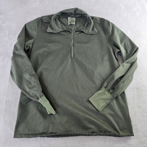 US Army Sleeping Shirt Heat Retentive Moisture Resistant Green Size Lg 1/4 Zip - Picture 1 of 6